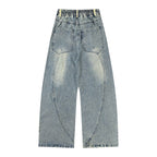 Style Casual Cartoon Embroidered Washed Denim Pants for Men, Loose Fit, College Style, Wide Leg, Couple Pants eprolo