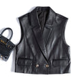 French Fashion Genuine Leather Vest For Women Female Loose Sleeveless Jacket Soft Chic Gilet Short Suit eprolo