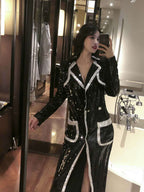 Women's Black Sequin Long sophisticated black sequin jacket eprolo