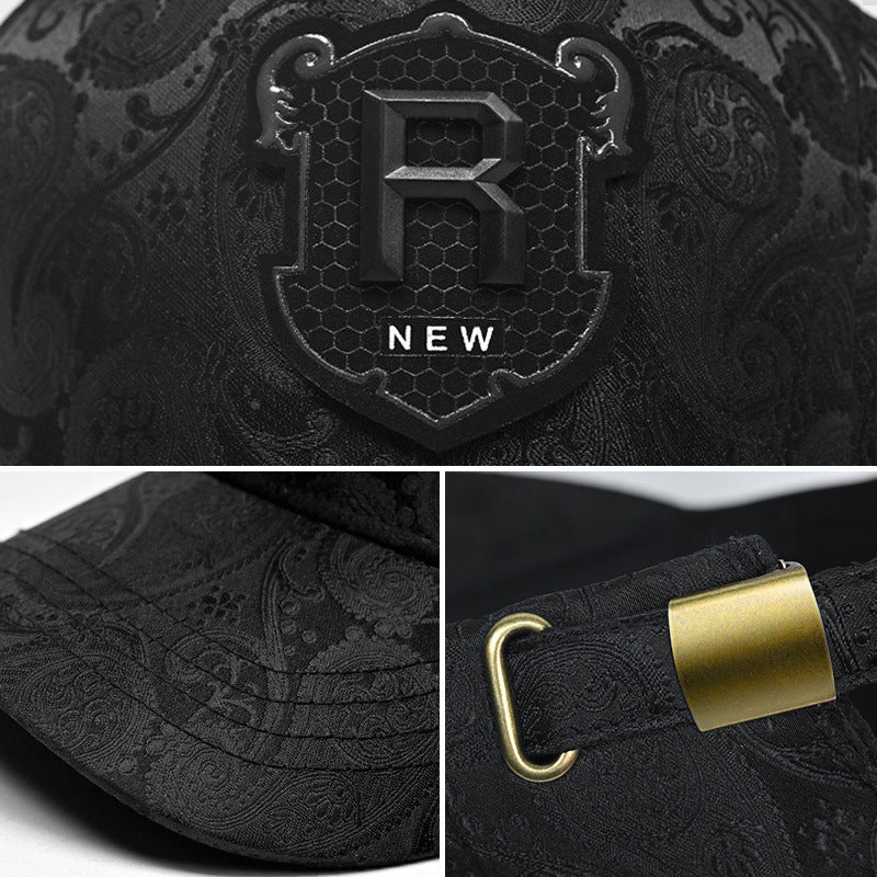 Spring and Summer New Hat Men's Tall Crown Cashew Embossed Baseball Cap Fashion Face-Looking Small Men Casual Peaked Cap eprolo