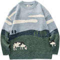 Men Cows Vintage Winter Warm Daily Knitwear Pullover Male Korean Fashions O-Neck Sweater Women Casual Harajuku Clothes eprolo