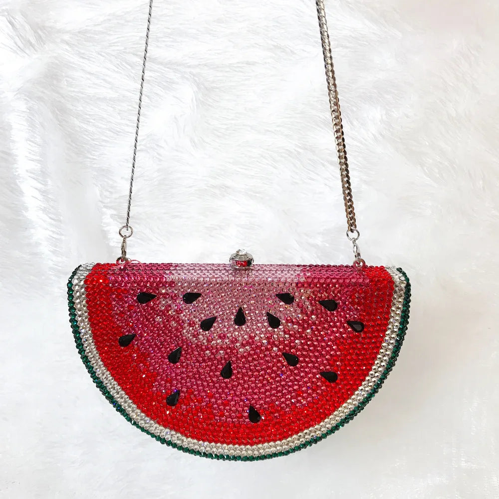 Watermelon Crystal Diamond Evening Bags Women Rhinestone Clutch Wallet Minaudiere Bag Bridal Wedding Bridal Handbag Purse eprolo