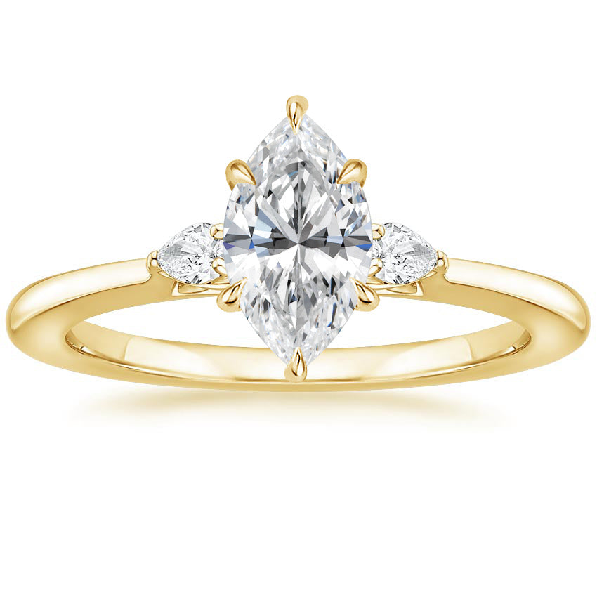 Fashion Luxury Three-Stone Diamond Ring 1 Carat Wedding Ring S925 Sterling Silver Plated 18K Gold Lab-Grown Diamond Ring for Women eprolo