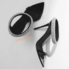 Top Quality Crystal Strap Stiletto Sandals Sexy Pointed Toe Black Patend Leather Slip On Fashion   Summer New Arrivals Shoes eprolo