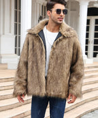 Men Faux Fox Fur Jacket Coat Winter Thick Fluffy Long Sleeve Lapel Warm Shaggy Outerwear Luxury Fur Jacket Bontjas Jackets Mens eprolo