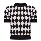 High quality short sleeved niche knitwear women's new diamond grid age reducing shirt top eprolo