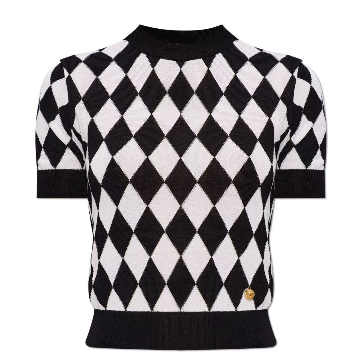 High quality short sleeved niche knitwear women's new diamond grid age reducing shirt top eprolo