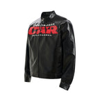 Retro PU Leather Jacket for Men with Deconstructed Patch Letter Design, Loose Fit, Streetwear Style eprolo