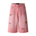 Jeans with Dog Applique Embroidery, Loose Straight Leg Denim Pants for Men and Women eprolo