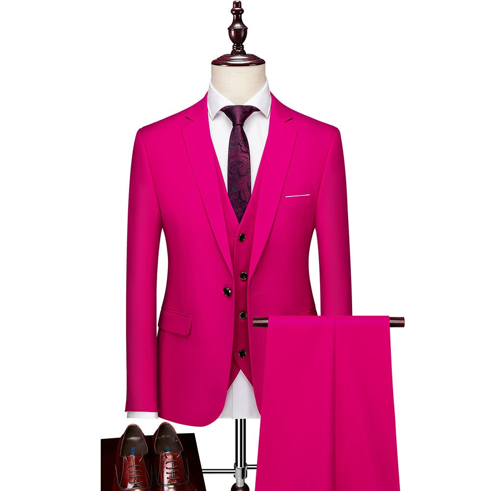 3 piece men's wedding suits fashion men's slim solid color business office suit sets large size men Blazer+ pants + vest eprolo