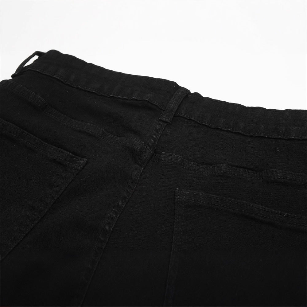 Streetwear Men's Denim Jeans, Distressed Hem Straight Leg  Brand Loose Fit Casual Pants eprolo