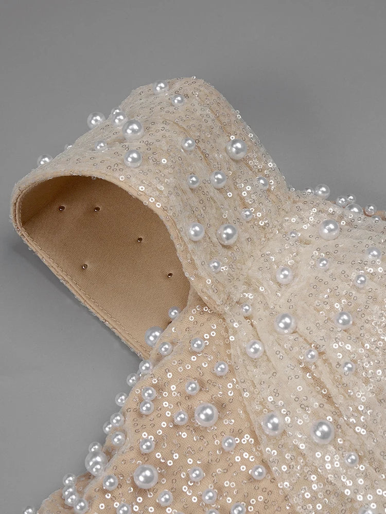 Wedding Dress For Women Elegant Off Shoulder Short Sleeves Pearl Sequins Design Sparkling Maxi Long Gown eprolo