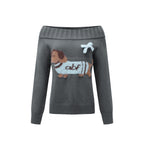 Off-Shoulder Sweater Women's Casual Spring Autumn Knitwear eprolo