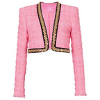 Veloria new fashion Autumn and Winter heavy industry chain decoration short coarse woolen jacket eprolo