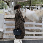 Nerazzurri Autumn Winter Long Loose Casual Leopard Print Woolen Coat Men eprolo
