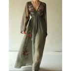 Spring/Summer Amazon Independent Station Cross border Digital Positioning Printed Long Sleeve Long Collar Dress Long Skirt eprolo