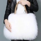 Real Mongolian Fur Bags Australian Beach Wool Fur Shoulder Bag Ladies Tibet Lamb Fur Wrist Bag Large Capacity eprolo