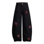 High Street Striped Star Patchwork Wide-Leg Jeans for Men and Women Loose Fit Trousers eprolo