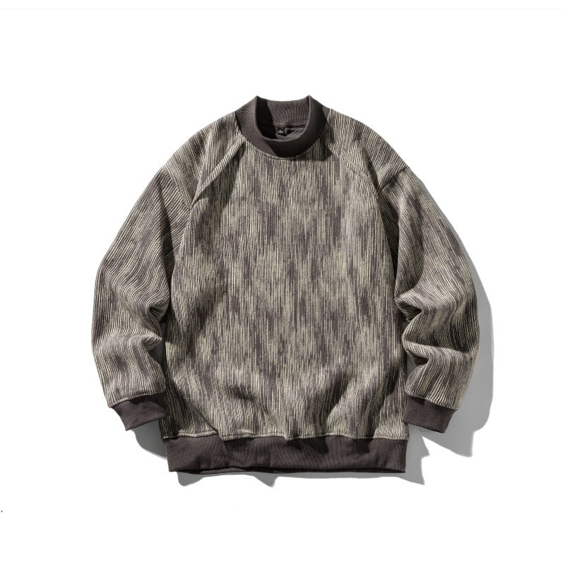 Dyeing Color-blocked Loose Long Sleeve Mock Neck Sweatshirt Men eprolo