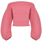 Spring Women Knitted Pullover Sweater Streetwear Boat Neck Long Sleeve Cropped Tops Fashion Red And White eprolo