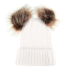Parent-child Caps Cute Infant Baby Pompon Winter Hat Double Fur Ball Hat Mother Kids Warm Knitted Hat Newborn Beanie Cap eprolo