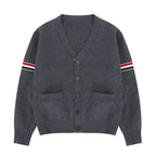 Casual Versatile Knitted V-neck Cardigan for Men and Women Classic Colorful Stripes eprolo