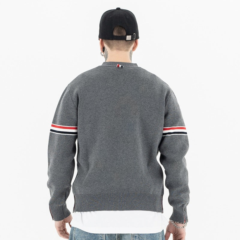 Casual Versatile Knitted V-neck Cardigan for Men and Women Classic Colorful Stripes eprolo