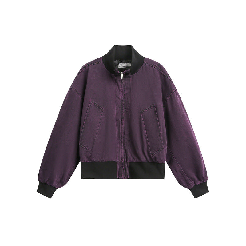 Jacket with Stand Collar and Clean Fit Short Baseball Style for Men and Women eprolo