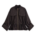 Stand collar workwear drawstring waist cinching jacket eprolo