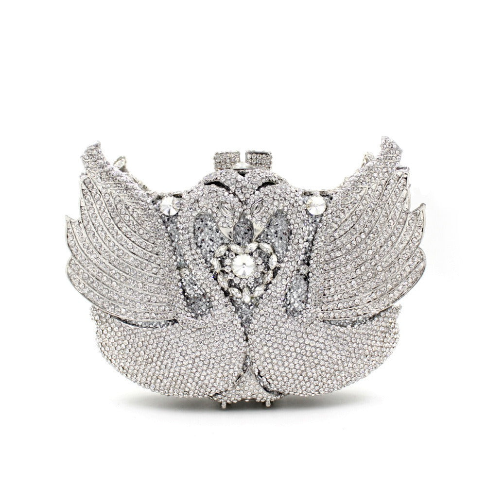 Swan studded diamond dinner bag, banquet dress, full diamond bag eprolo