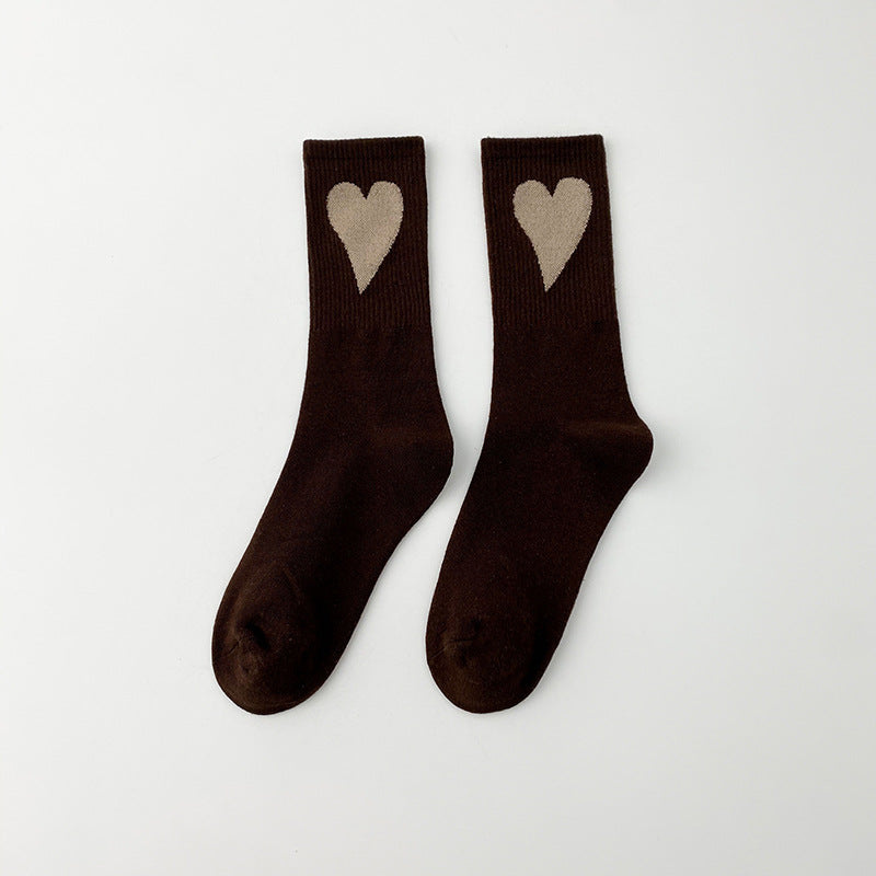 Spring and summer women's large heart-shaped sports socks, INS Korean style mid calf sports socks, Macaron Color sports socks 3 pairs eprolo