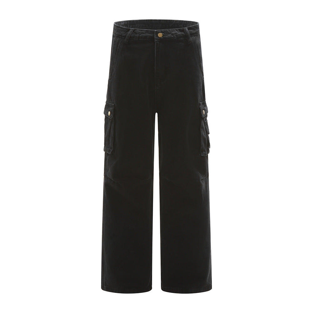 Street Style Men's Wide-Leg Multi-Pocket Cargo Jeans, Loose Fit Casual Pants for Men eprolo