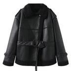 Reversible Faux Fur Coat with Lapel Warm Winter Outerwear for Women eprolo