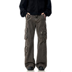Heavyweight Multi-Pocket Tie-Dye Design Denim Trousers Straight Leg for Men and Women eprolo