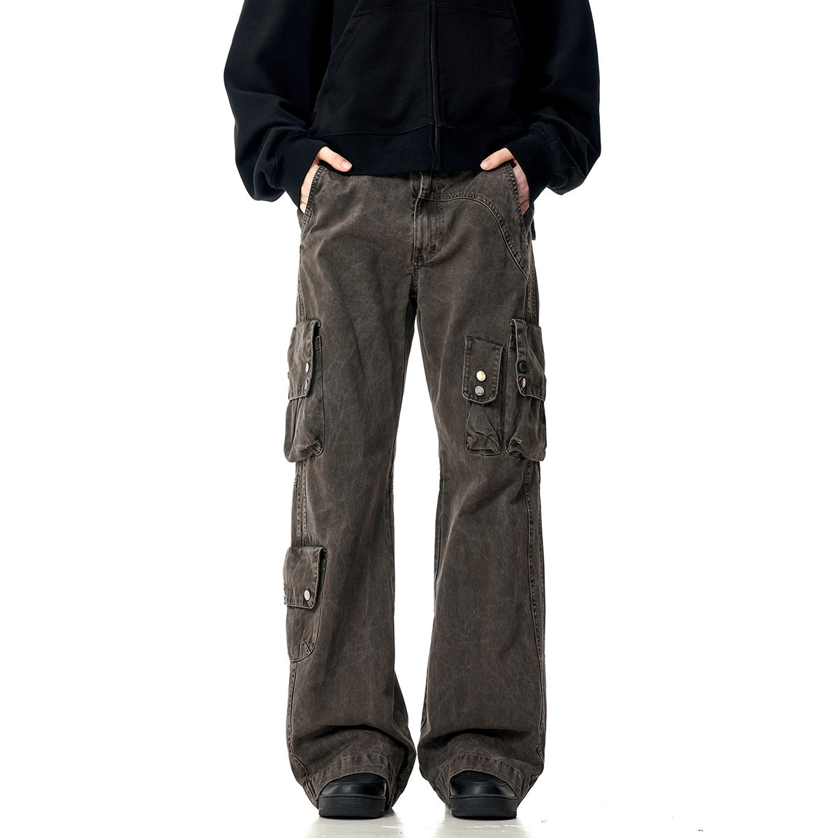 Heavyweight Multi-Pocket Tie-Dye Design Denim Trousers Straight Leg for Men and Women eprolo