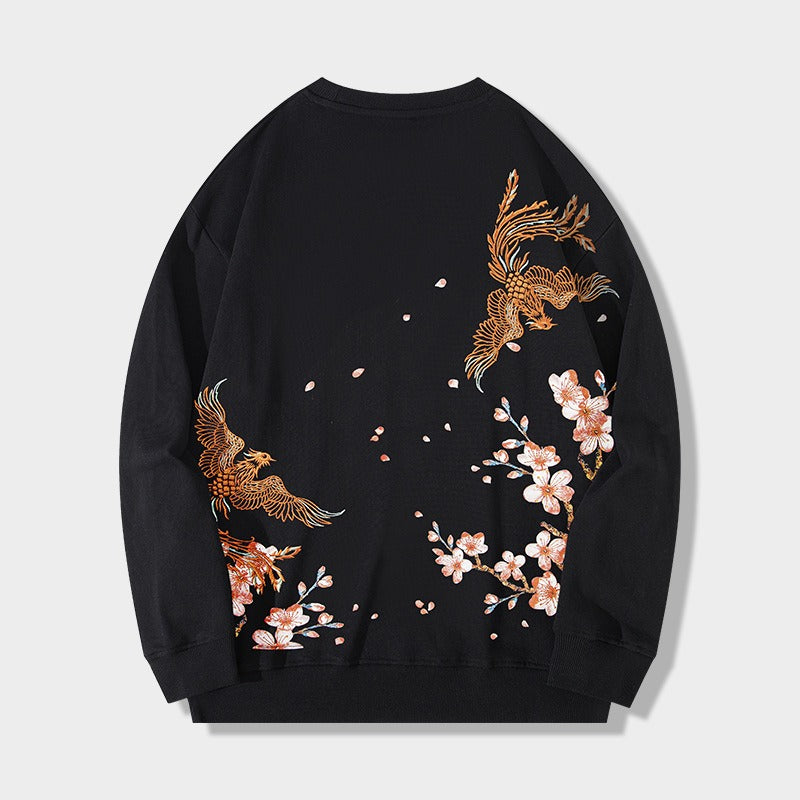 National trend phoenix embroidery long-sleeved sweatshirt men autumn and winter trendy brand loose round neck jacket eprolo