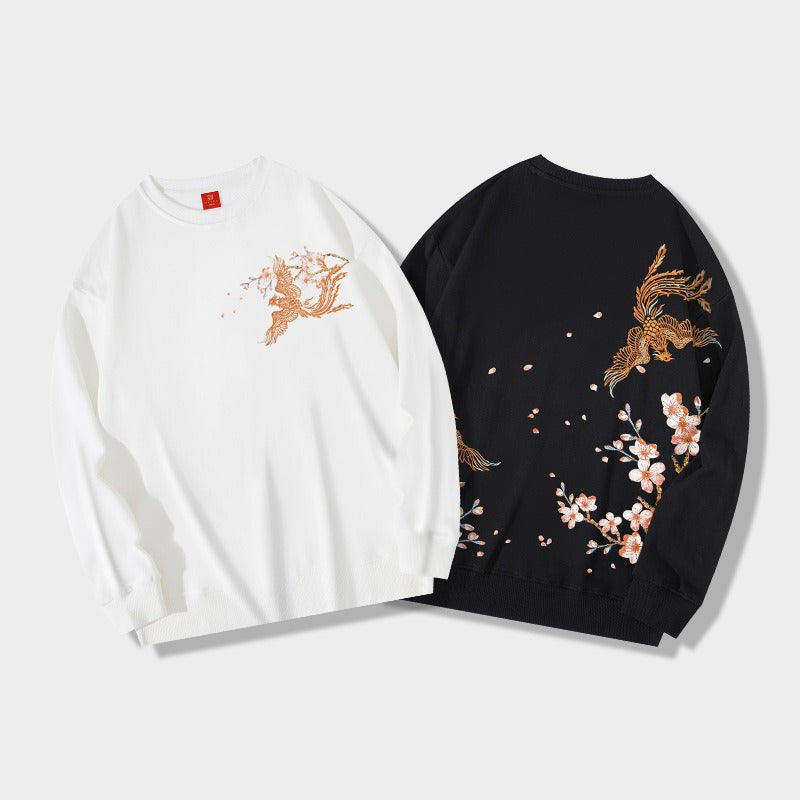 National trend phoenix embroidery long-sleeved sweatshirt men autumn and winter trendy brand loose round neck jacket eprolo