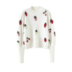 Strawberry Crochet Knit Sweater Pullover Women Half High Collar Long Sleeve Tops Knitwear Spring Stylish Fashion Chic Jumpe eprolo