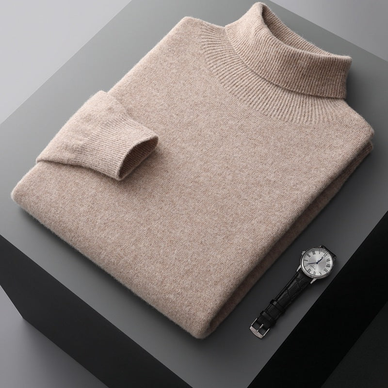 Men's high collar pullover sweater for autumn and winter, loose knit base sweater for men eprolo