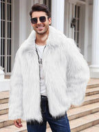 Men Faux Fox Fur Jacket Coat Winter Thick Fluffy Long Sleeve Lapel Warm Shaggy Outerwear Luxury Fur Jacket Bontjas Jackets Mens eprolo