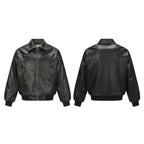 Style Deconstructed Patchwork Cracked PU Leather Notch Lapel Jacket Men Street Vintage Casual Cool Autumn Outerwear eprolo