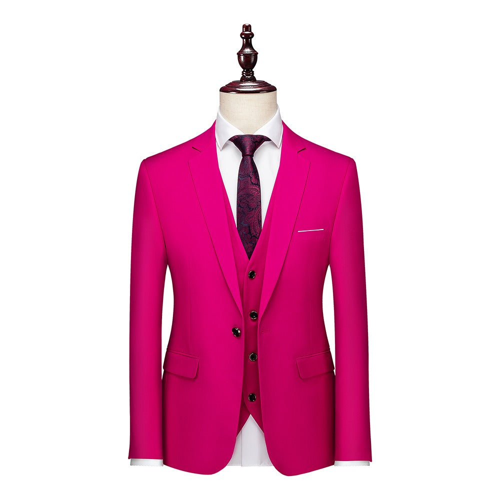 3 piece men's wedding suits fashion men's slim solid color business office suit sets large size men Blazer+ pants + vest eprolo