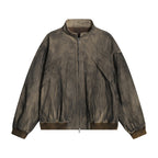 Style Streetwear Retro Tie-Dye Jacket for Men, Stand-Up Collar Pilot Jacket, High-End Edgy Short Coat eprolo