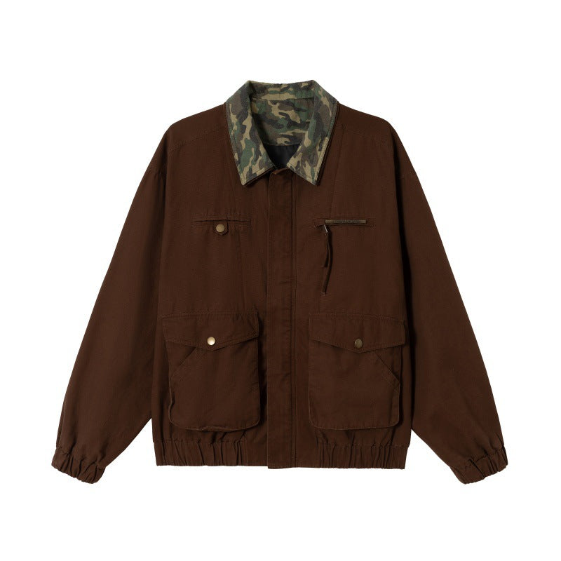 Collar Splicing Functional Loose Fit Multi-purpose Work Jacket eprolo