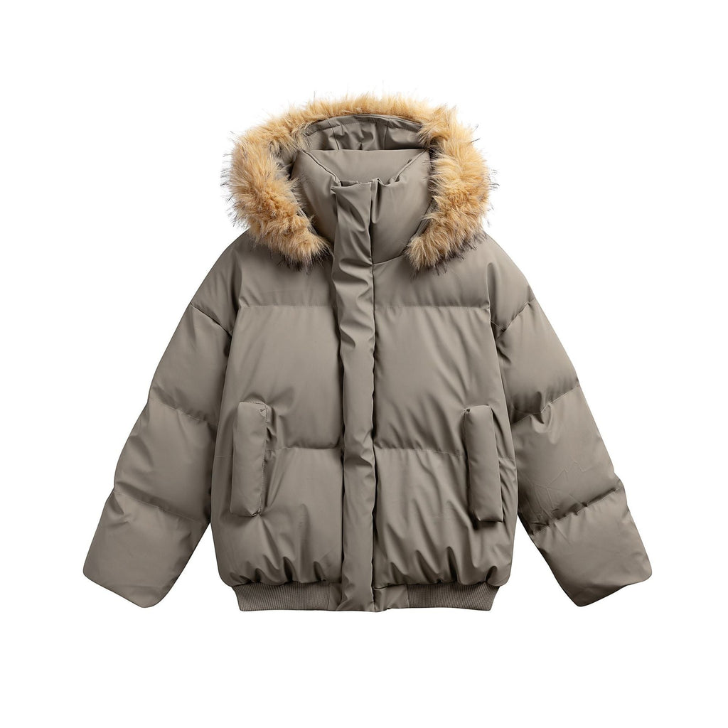 Fur Collar PU Leather Cotton Coat for Men and Women Thick Warm Winter Outerwear eprolo