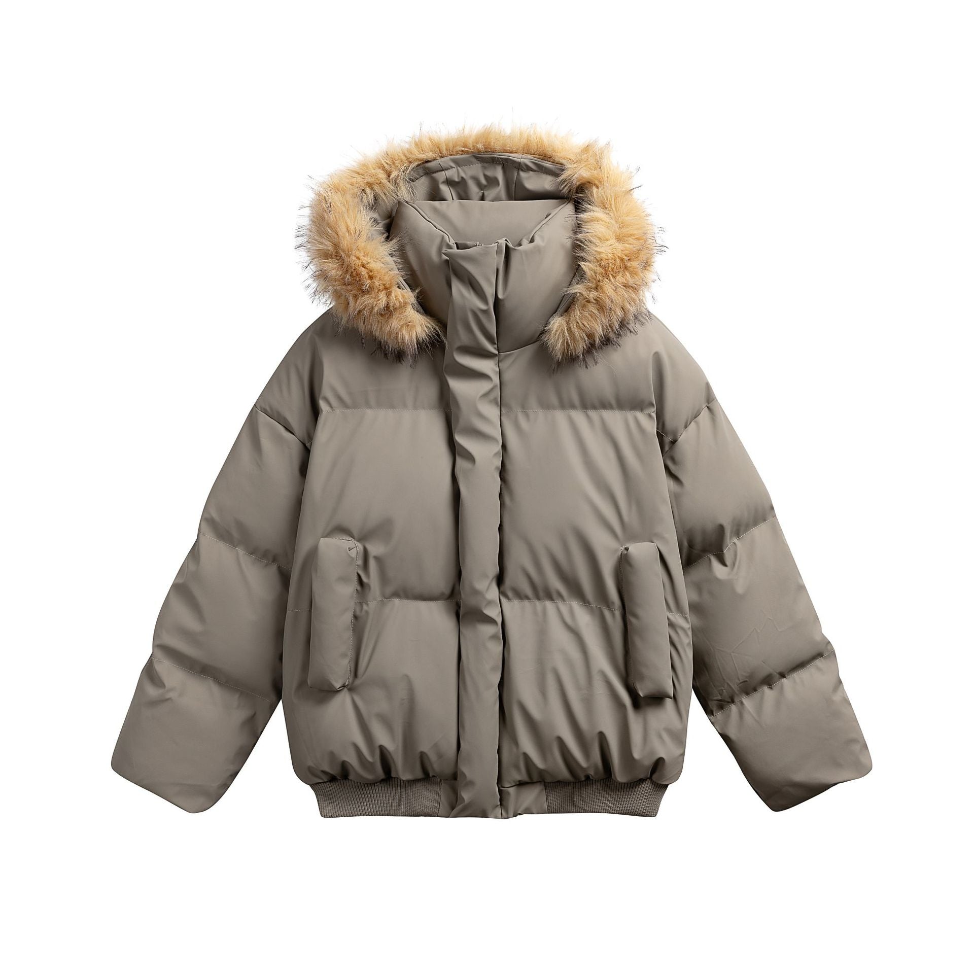 Fur Collar PU Leather Cotton Coat for Men and Women Thick Warm Winter Outerwear eprolo