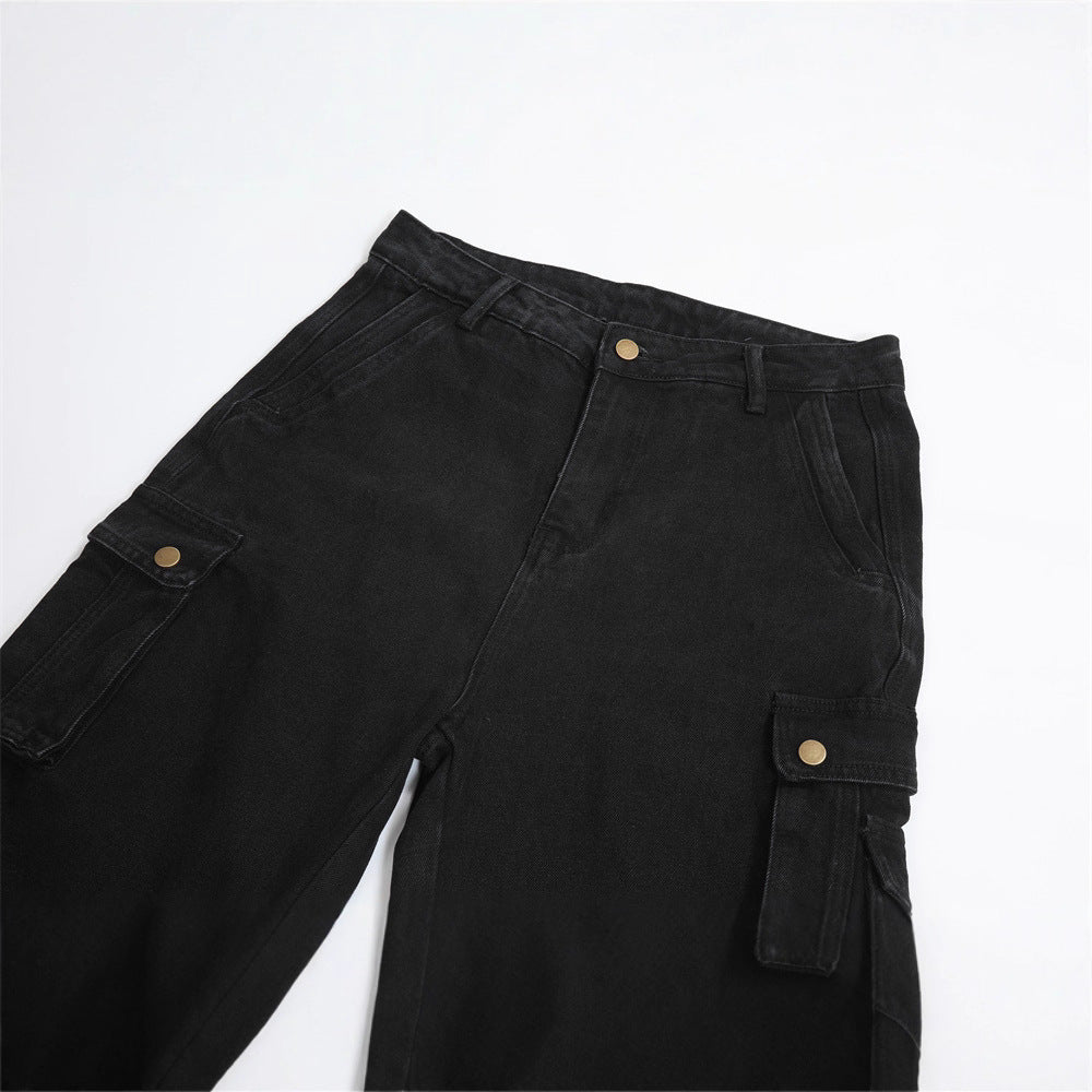 Street Style Men's Wide-Leg Multi-Pocket Cargo Jeans, Loose Fit Casual Pants for Men eprolo