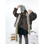 Brown lambhair coat for men eprolo