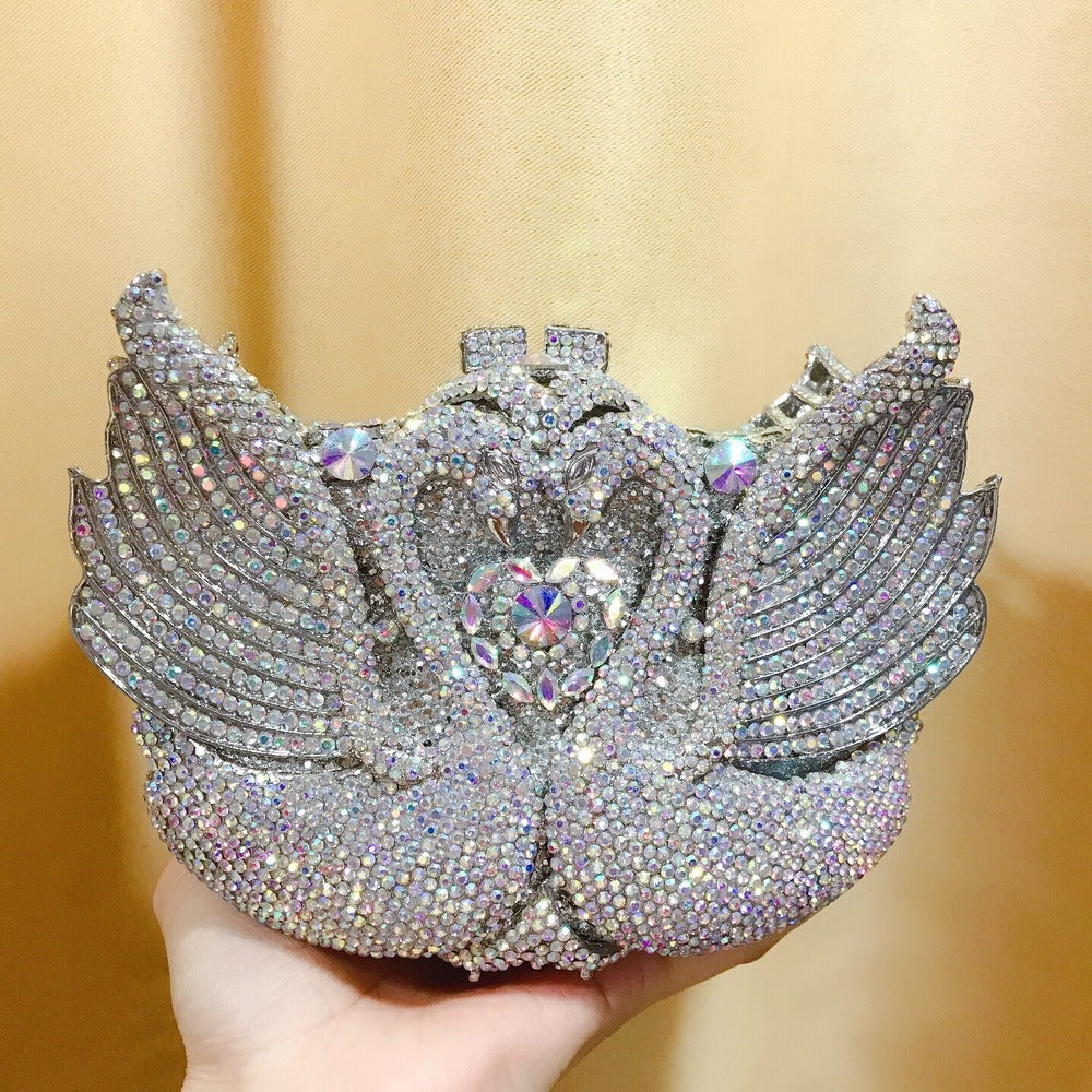 Swan studded diamond dinner bag, banquet dress, full diamond bag eprolo