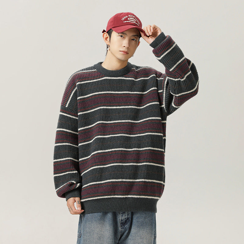 Striped round neck sweater for men eprolo